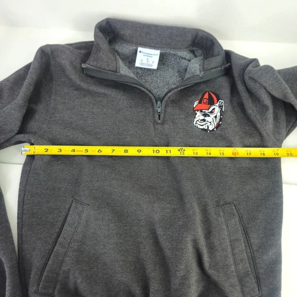 Champion Men's Gray University of Georgia Bulldogs 1/4 Zip Pullover Sweatshirt S